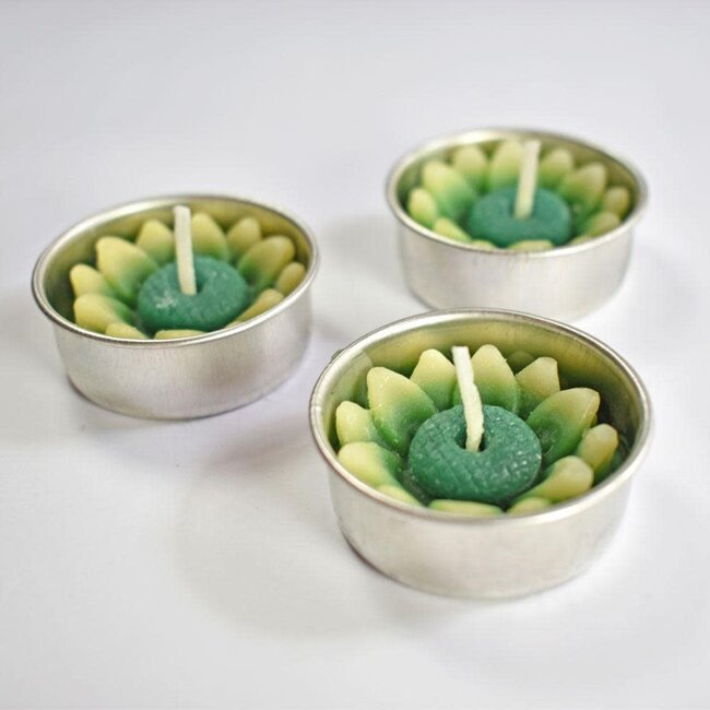 Green Flower Scented Tea Light, Pack of 10