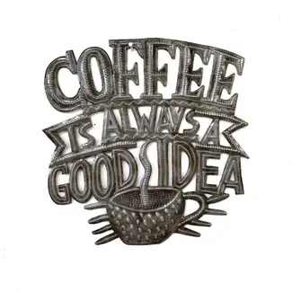 Haiti Cut Metal Steel Drum Wall Art - Coffee is Always a Good Idea