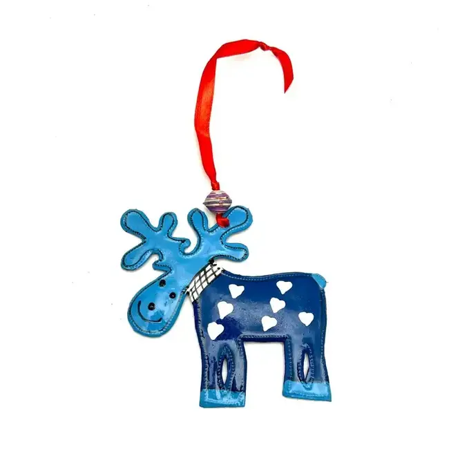 Steel Drum Ornament - Blue Moose