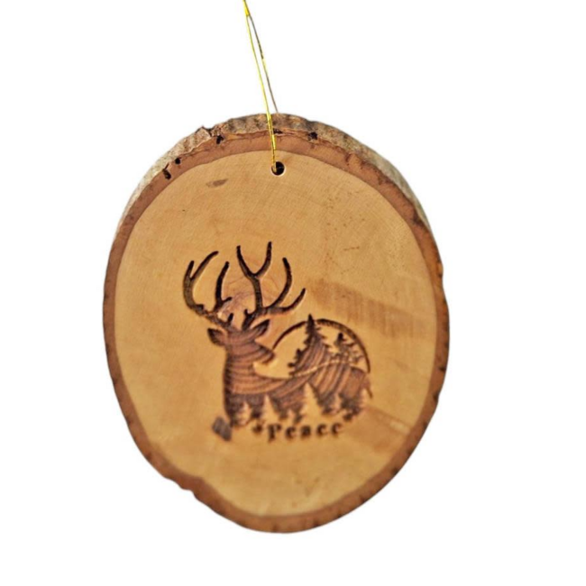 Olivewood Reindeer Christmas Ornament