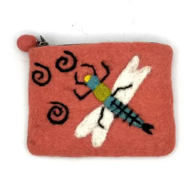 Dragonfly Felt Coin Purse