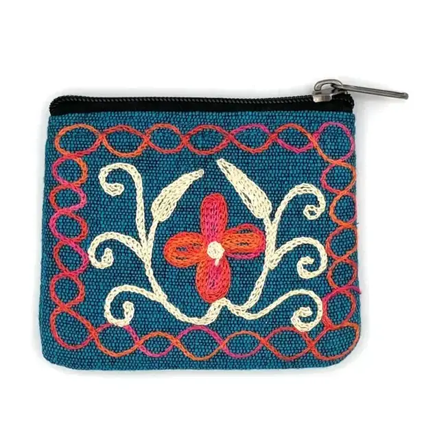 Embroidered Floral Coin Purse