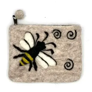 Nepal Honeybee Felt Coin Purse