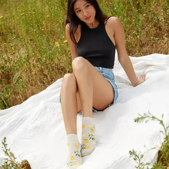 Ankle Socks that Plant Trees - Beige Lemons