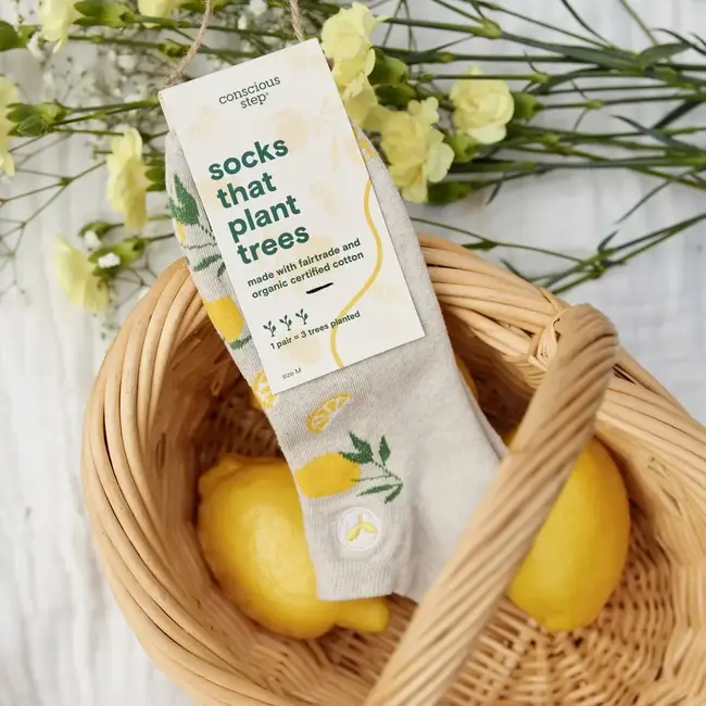 Ankle Socks that Plant Trees - Beige Lemons