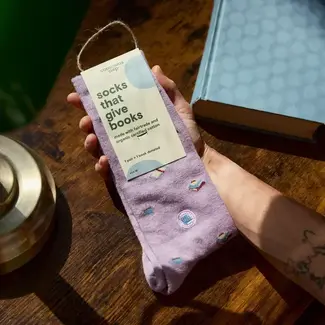 India Crew Socks that Give Books - Purple Books & Mugs