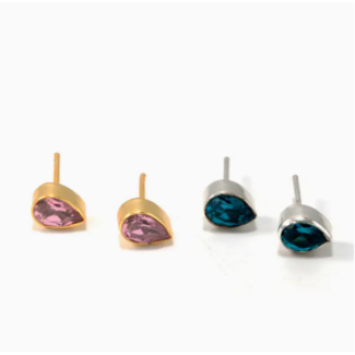 India Faceted Teardrop Studs