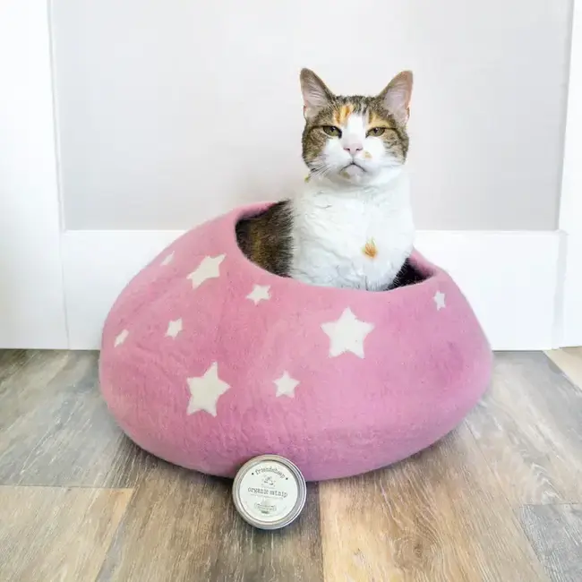 Felt Cat Cave - Pink Midnight Stars