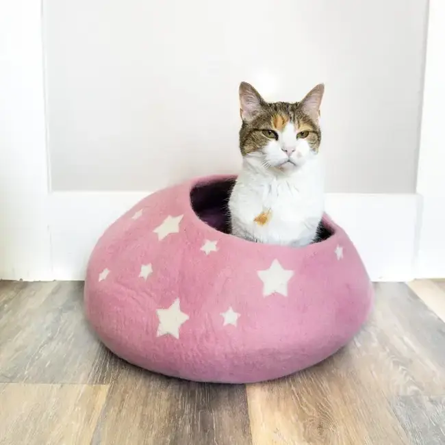 Cat Cave - Felt Pink Midnight Stars