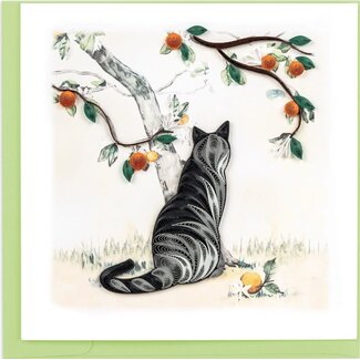 Vietnam Quilled Card - Cat & Orange Branch