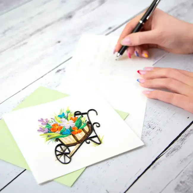 Quilled Card - Wheelbarrow Garden