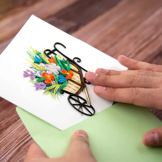 Quilling Card - Wheelbarrow Garden