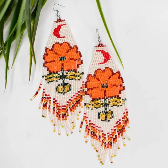 Beaded Moonflower Earrings