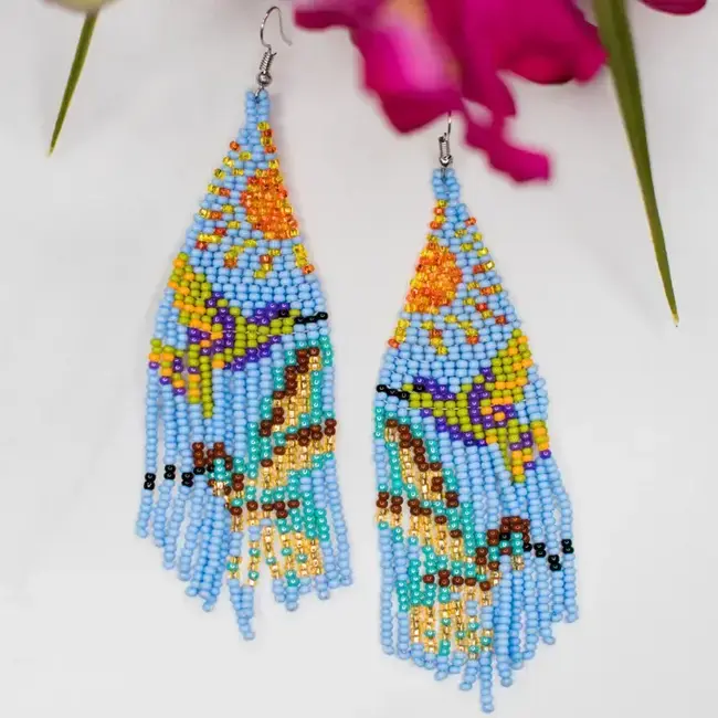 Earrings  - Hummingbird in Flight Fringe