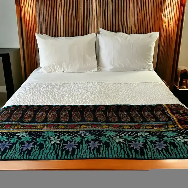 Recycled Sari Kantha Throw Blanket (36x84)