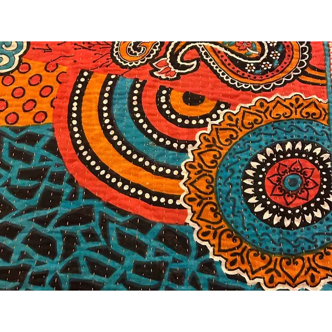 Recycled Sari Kantha Throw Blanket (36x84)