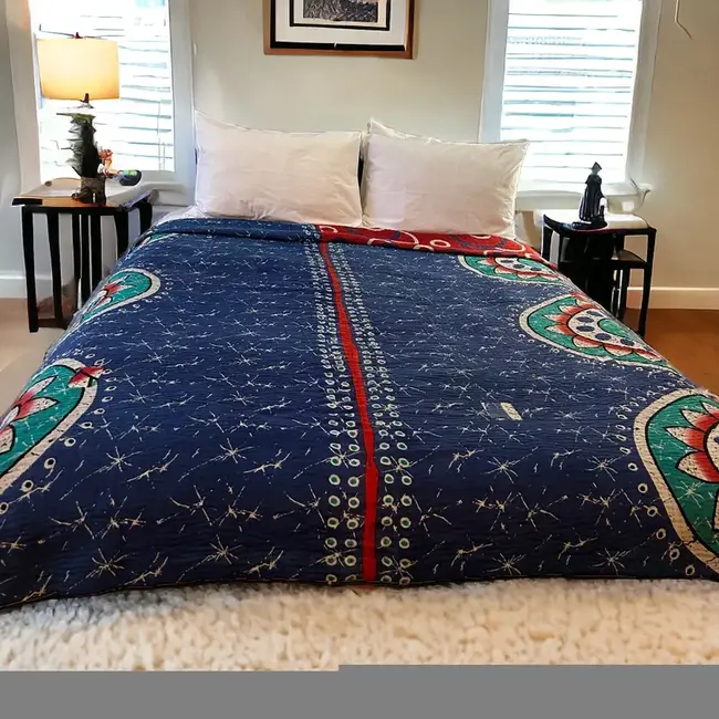 Recycled Sari Kantha Throw Blanket (36x84)