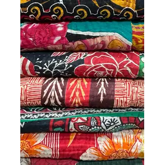 Bangladesh Recycled Sari Kantha Throw Blanket (36x84)