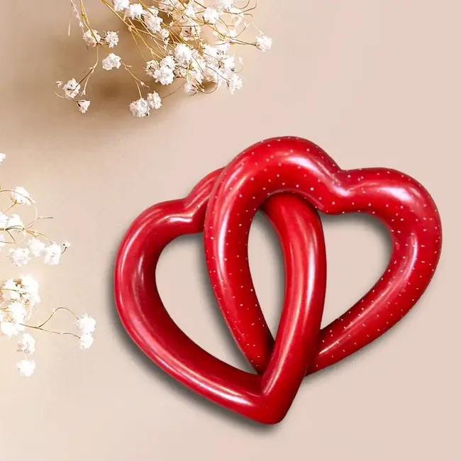 Entwined Red Hearts Soapstone