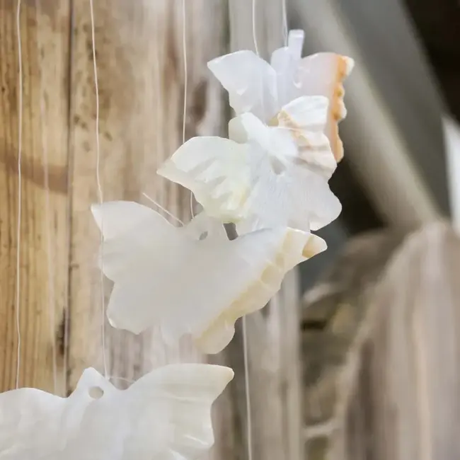 White Onyx Butterflies Wind Chime
