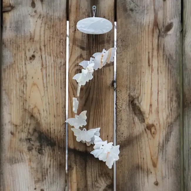 White Onyx Butterflies Wind Chime