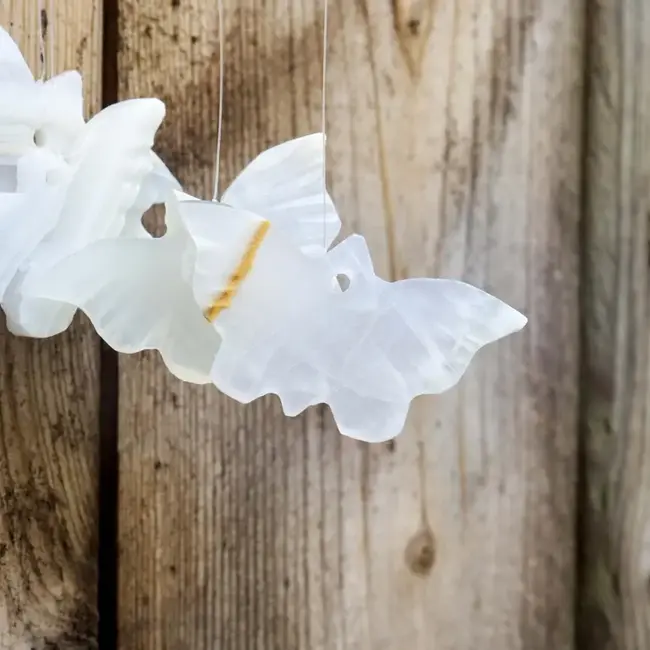 White Onyx Butterflies Wind Chime