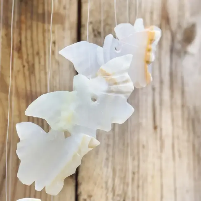 White Onyx Butterflies Wind Chime