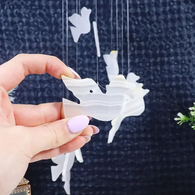 Wind Chime - White Onyx Doves