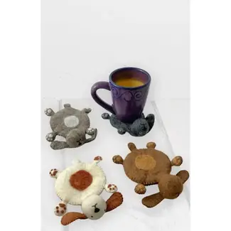 Nepal Dog Belly Rub Felt Coasters