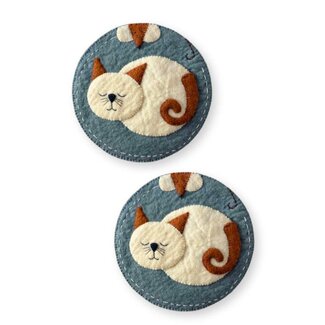 Nepal Cat Nap Felted Wool Trivet