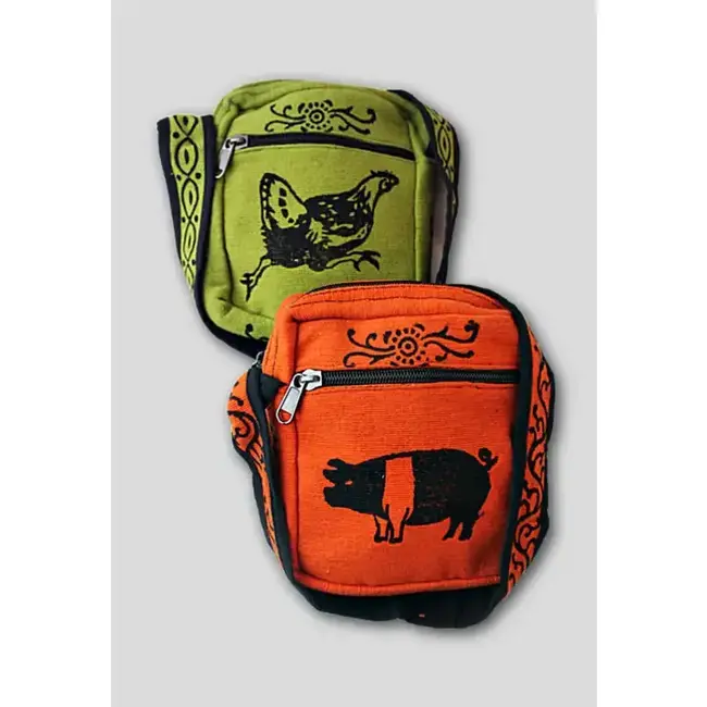 Small Zippered  Block Print Cross-Body Bag