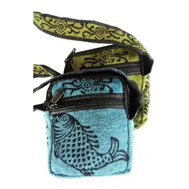 Small Zippered  Block Print Cross-Body Bag