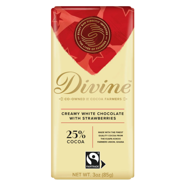 Divine 25% Strawberries White Chocolate Bar 85g