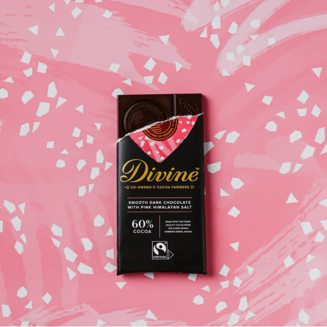 Divine 60% Pink Himalayan Salt Dark Chocolate Bar 85g