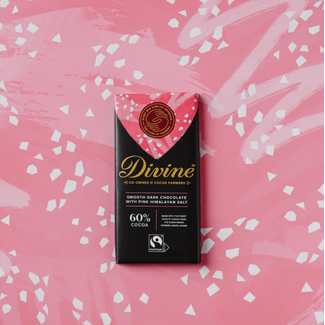 Ghana Divine 60% Pink Himalayan Salt Dark Chocolate Bar 85g