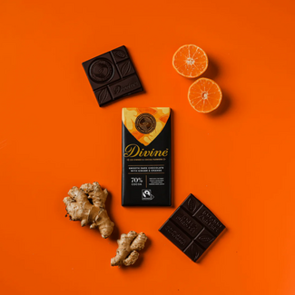 Ghana Divine Chocolate Bar 85g  Ginger & Orange Dark 70%