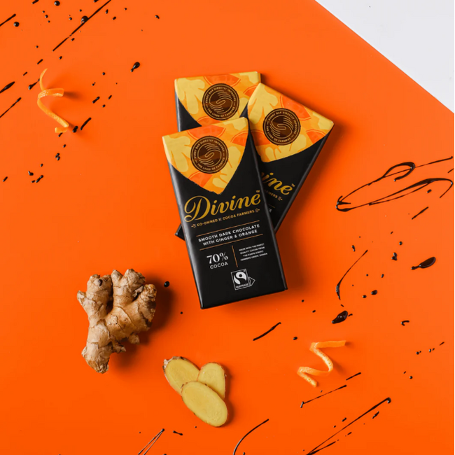 Divine 70% Ginger & Orange Dark Chocolate 85g