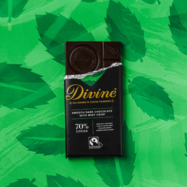 Divine 70% Mint Crisp Dark Chocolate Bar 85g