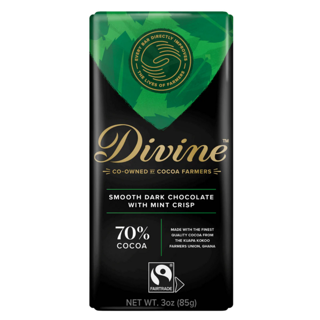 Divine 70% Mint Crisp Dark Chocolate Bar 85g