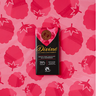 Ghana Divine 70% Raspberries Dark Chocolate Bar 85g