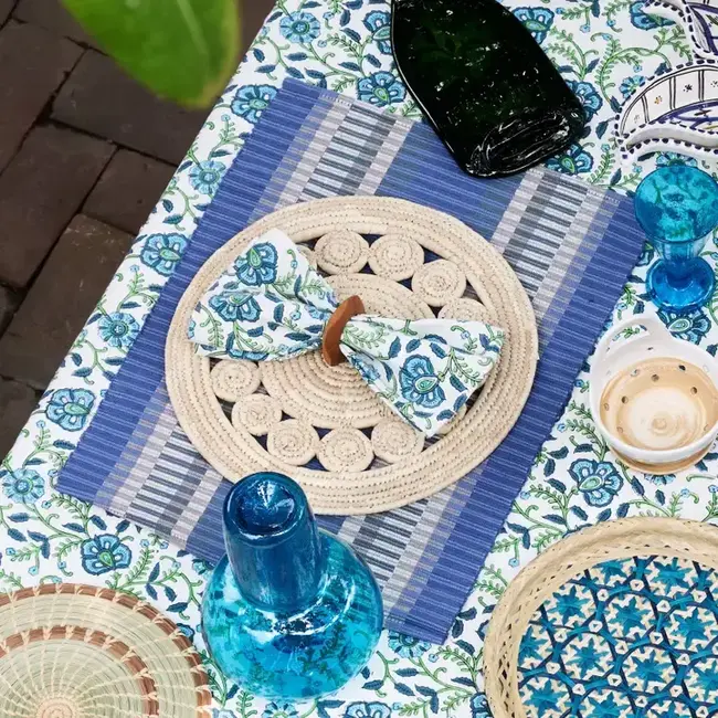 Placemat - Khana Handloomed Cotton, Blue  (Set of 2)
