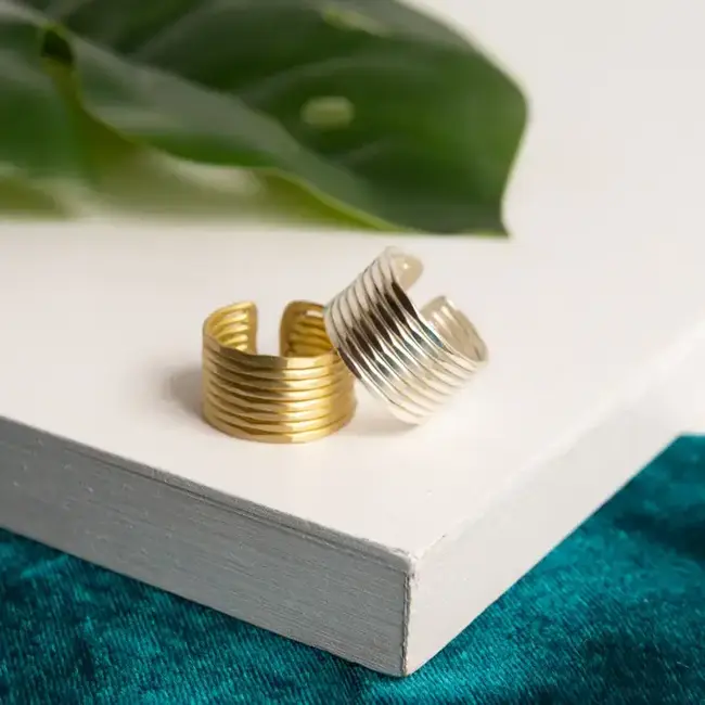 Ring - Brass Stacked Column