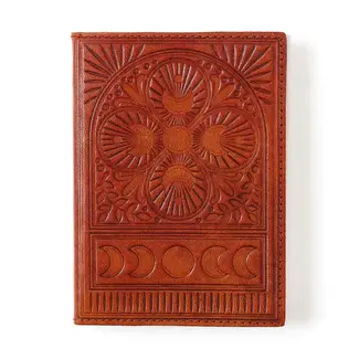 India Moon Phase Embossed Leather Journal (5x7)