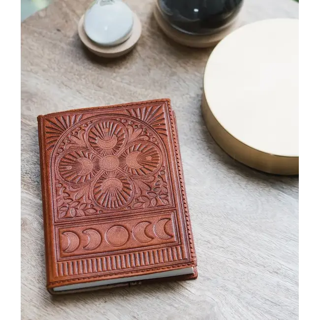 Leather Journal Refillable - Moon Phase Embossed (5x7)