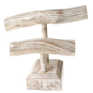Indonesia CLEARANCE 2-Tier Whitewash Jewelry Holder