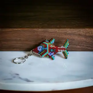 Guatemala Fish Beaded Keychain