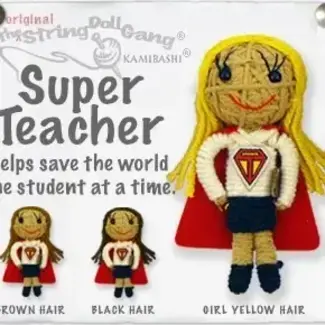 Thailand String Doll Keychain - Super Teacher (long hair)