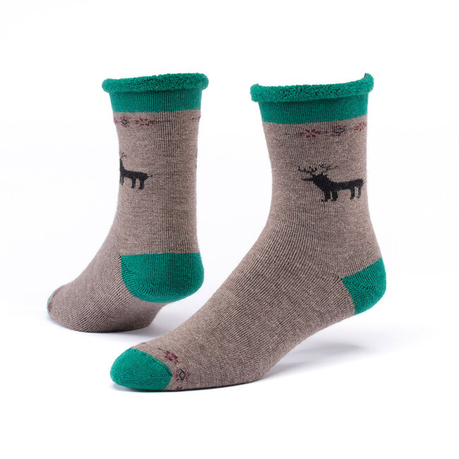 CLEARANCE Wool Snuggle Socks - Lone Deer/Taupe