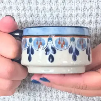 Guatemala Cortado Cup - Hand-Painted Ceramic, Blue