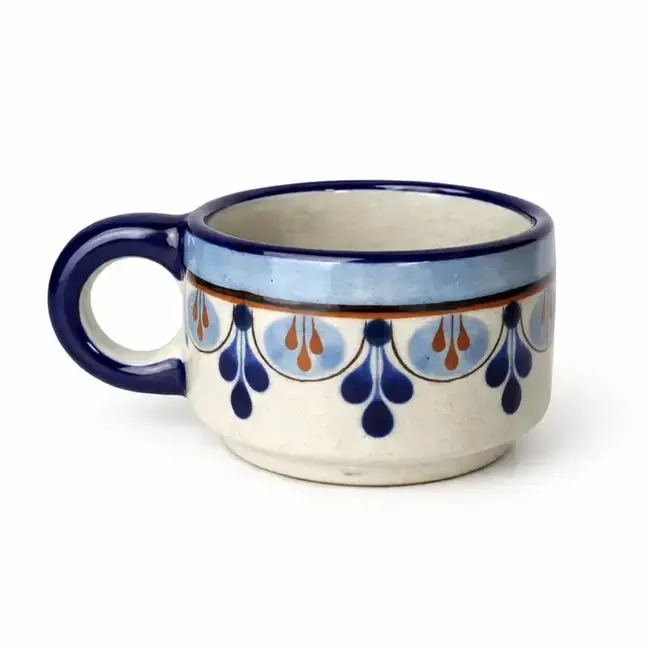 Hand-Painted Ceramic Cortado Cup - Blue